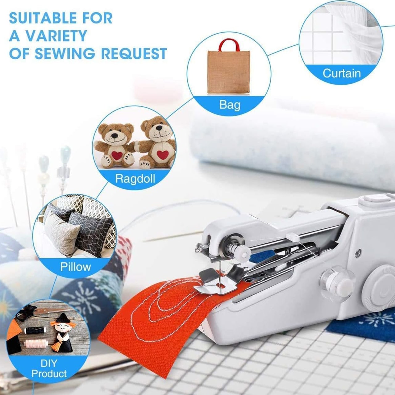 The sewing machine is a great choice for quick repairs on torn garments.