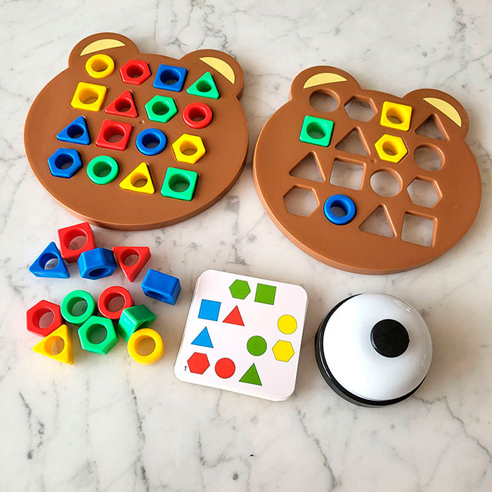 A board game where the child sorts the characters by shape and colour is made of safe and high-quality materials!