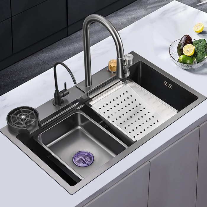 Useful accessories added to a multifunctional kitchen sink!