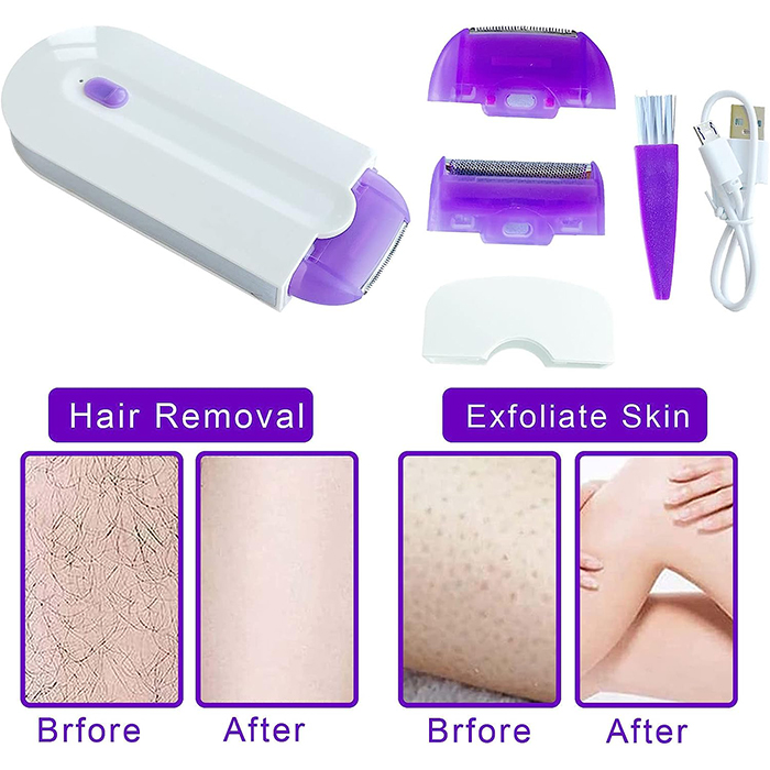 The Microfoliating Multi-Purpose Shaver effectively removes hair just above the root!