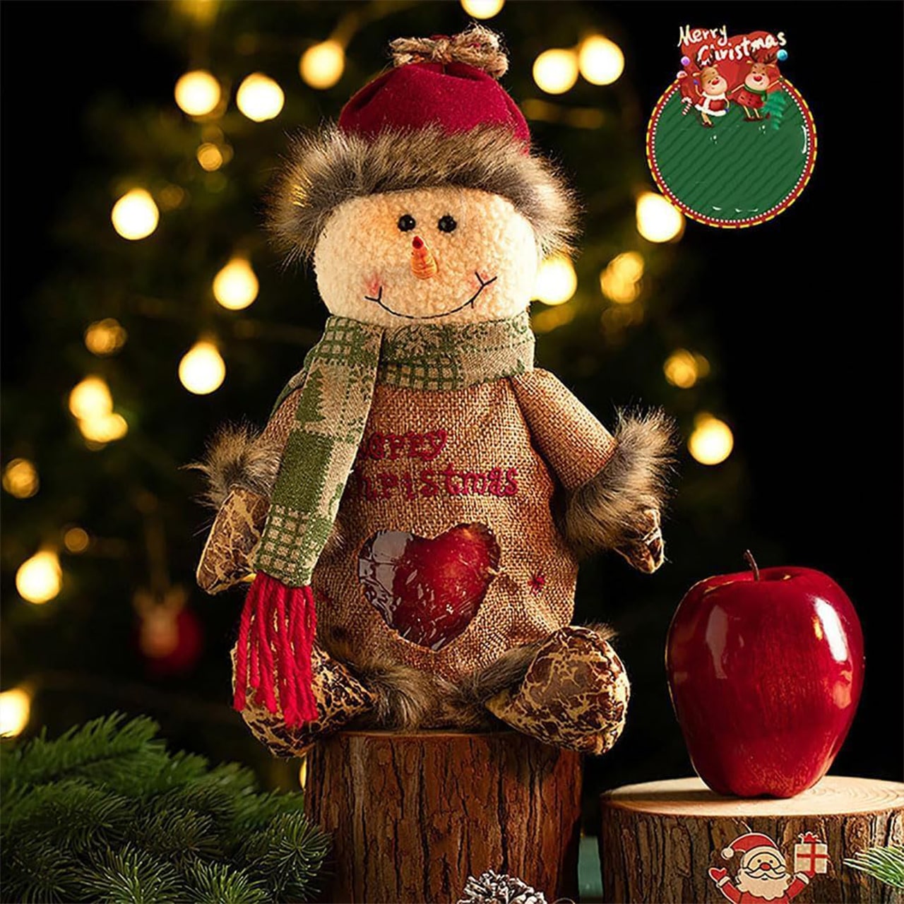 The bag looks like a snowman, and there's room inside for presents.