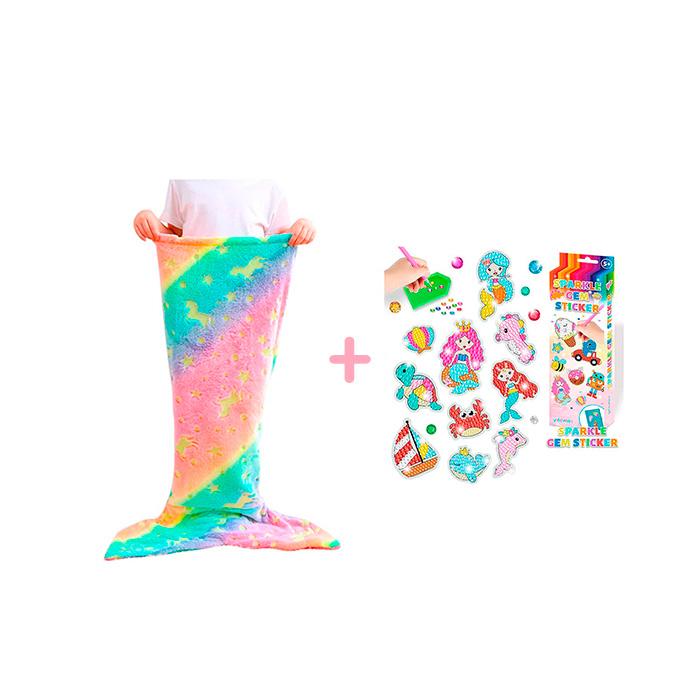 SparkleMermaid, gift set with a girl's blanket and a diamond and sticker creation set FREE