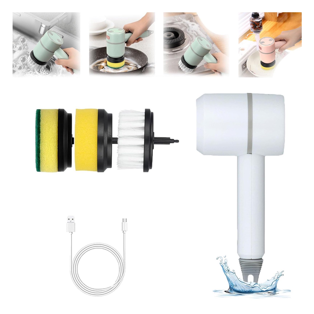 Spinny, the multi-purpose electric cleaning sponge with 360° rotating head