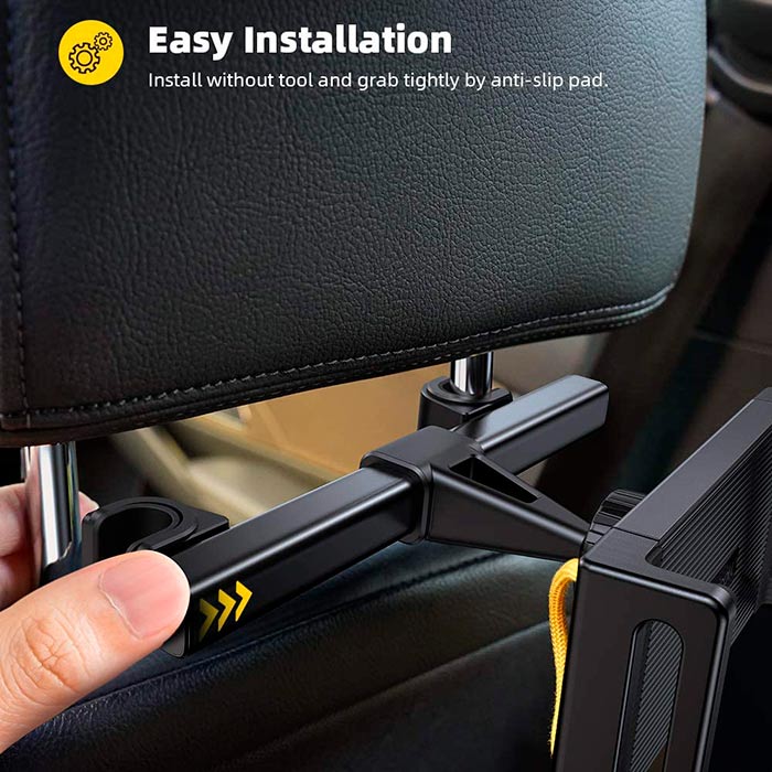 The tablet holder can be rotated 360 degrees and fits most tablets!