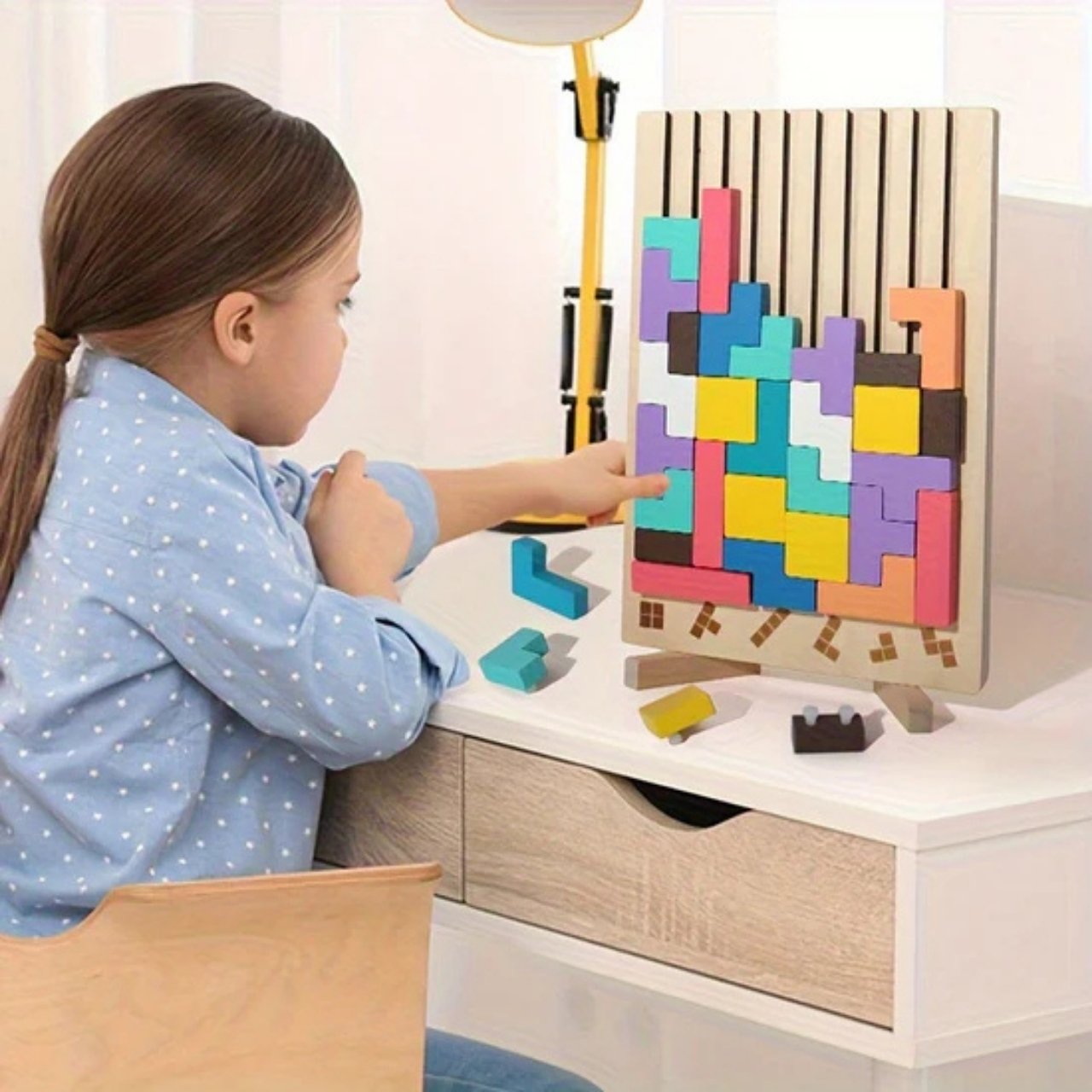 Tetris, wooden didactic toy