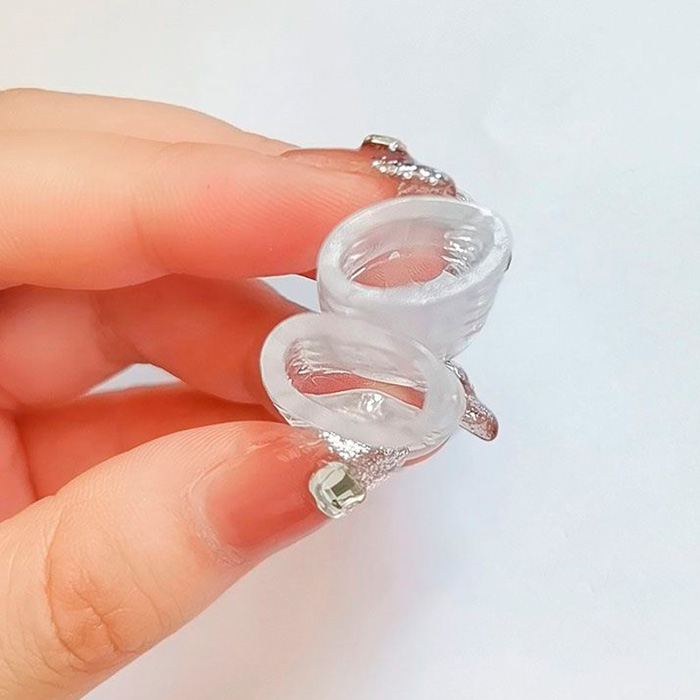 The silicone finger guard is elastic so it fits different sizes.