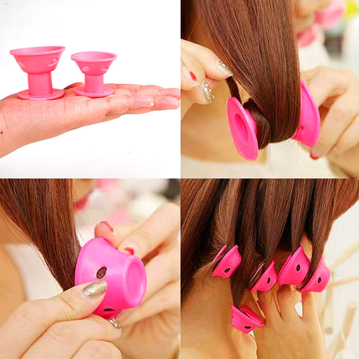 The hair curlers are made of safe hypoallergenic silicone.