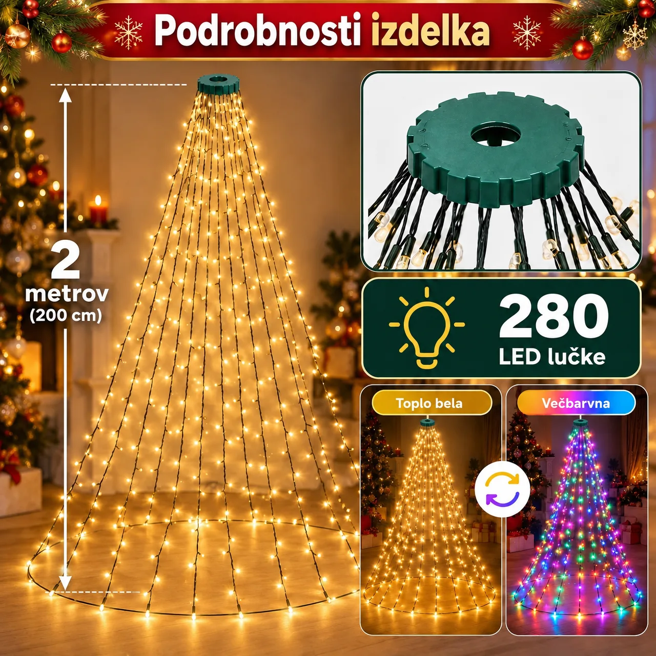 LED Christmas lights with remote control, TreeRing - Image 7