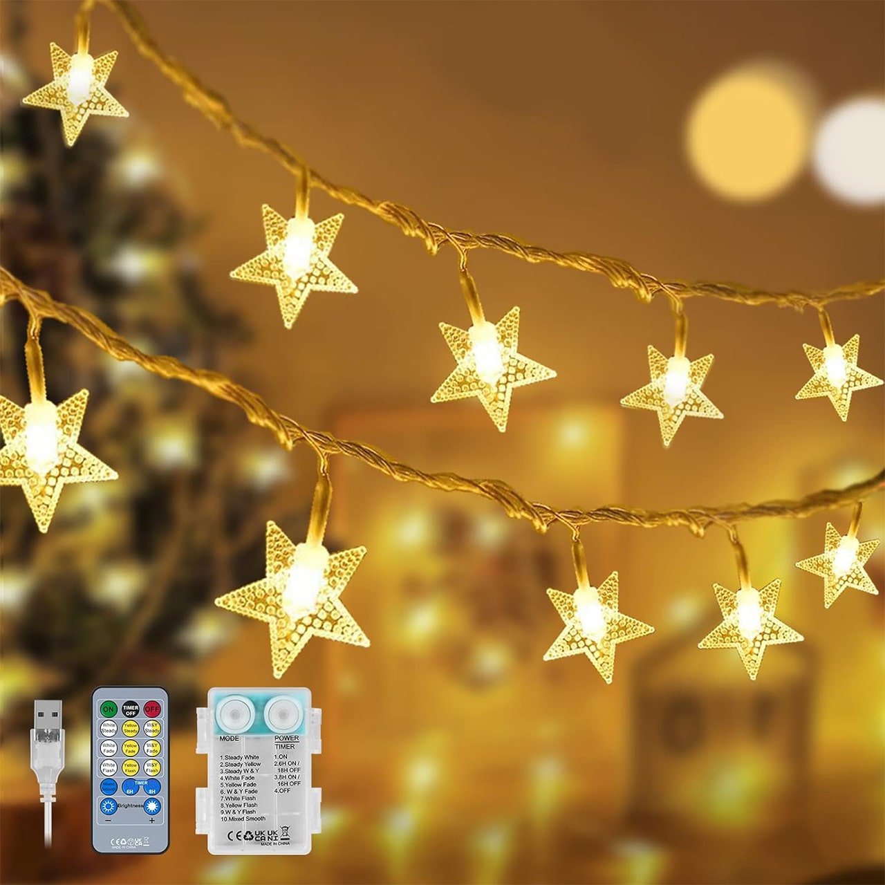 Twinkles, light chain with star-shaped lights (6 m) - Image 4