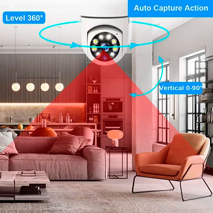 The surveillance camera allows you to monitor live - keep track of what's happening in the room via an app on your smartphone, e.g. baby sleeping, children playing, what's going on in the office or apartment when you're not home!
