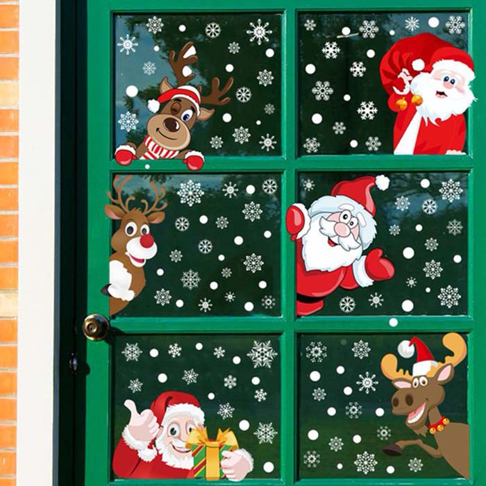 Christmas stickers are static cling, so they don't contain any glue that leaves marks or stains.