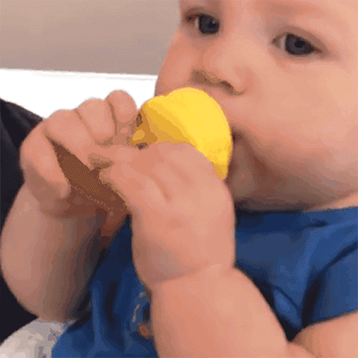 A PACIFIER TO GET USED TO THE TASTE OF DENSE FOOD